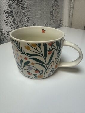 Mainstays Cream Ceramic Mug with Floral Strawberry Motif